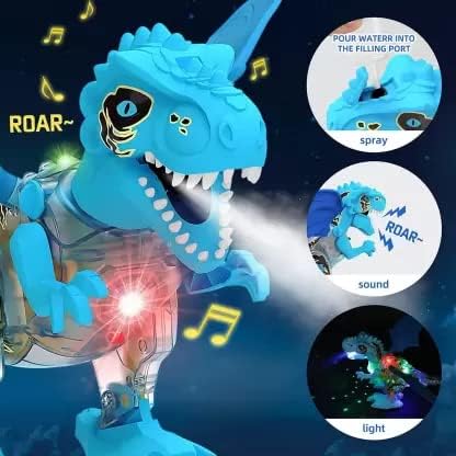 DIY Electric Gear Dinosaur with Smoke Spray, Singing Lights & Roaring Sound, Multicolour, Swing Arm Sprayed Battery Operated, with Music Light for Kids Gift for Boys & Girls