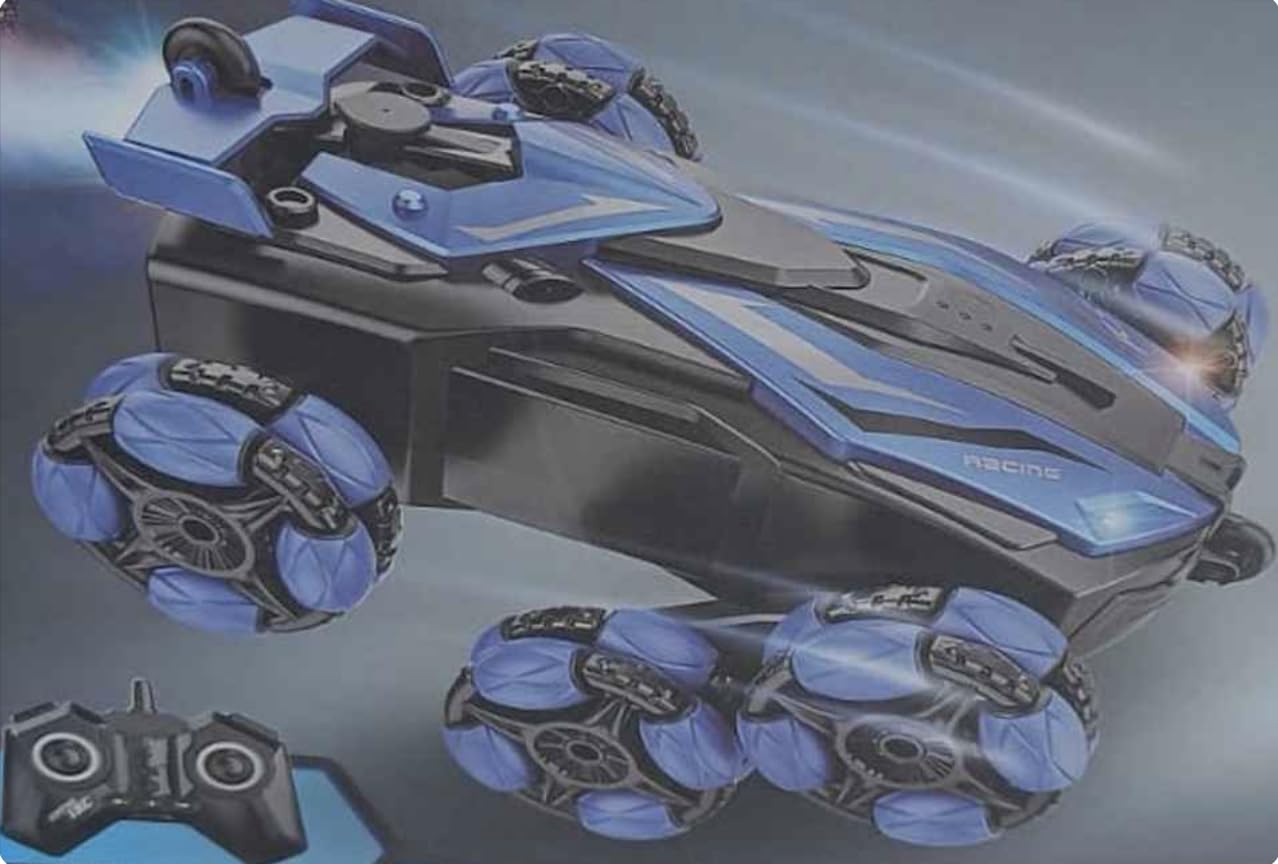 JK TOYSs 360 Rotating Six Wheel Spray RC Stunt Car, 2.4GHz, Swing Arm Drift Vehicle, Deformation Remote Control, Sprayed Battery Operated, 6WD Monster Truck with Music Light for Kids