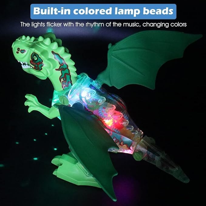 DIY Electric Gear Dinosaur with Smoke Spray, Singing Lights & Roaring Sound, Multicolour, Swing Arm Sprayed Battery Operated, with Music Light for Kids Gift for Boys & Girls