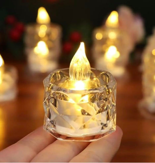 JK TOYSs Multicolor LED Tea Lights, Crystal Pillar Flameless and Smokeless Candles, for Diwali, Christmas, Eid, New Year, Navratri Festival Gifting, Home Decor Decorative Multicolour Pack of 4