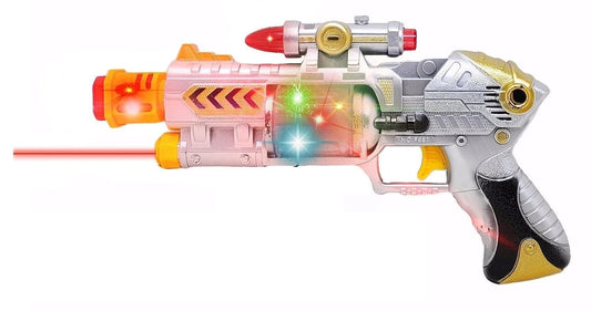 JK TOYSs Toys Club | Ultra Cool Style Infrared Beam Laser Sound Gun with IC Sound and Flashing Top Lights - (Multicolor)